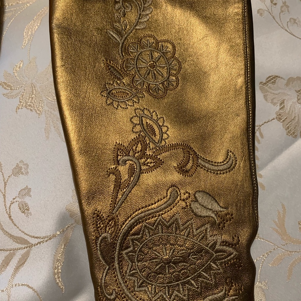 Size 7 Ferra Giacoma Gold Embroidered Boots - Picture 10 of 14